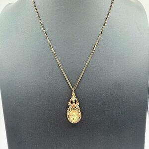 SORRELLI Signed Gold, Green, Brown and Blue Pendant Necklace